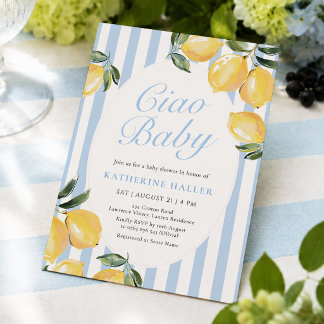 Ciao Baby Lemon Blue Baby Shower Invitation