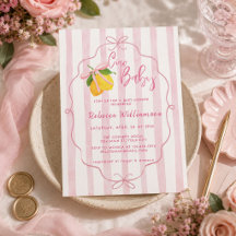 Ciao Baby Lemon Bows Girls Baby Shower Invitation