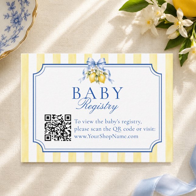 Ciao Baby Lemon Shower QR Code Registry Enclosure Card (Creator Uploaded)
