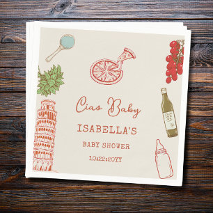 Ciao Baby Line Art Italian Pizza Baby Shower Napkin
