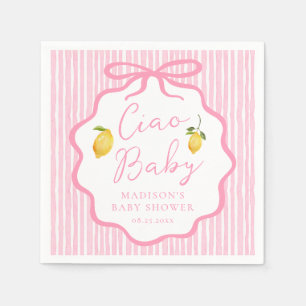 Ciao Baby Pink Italian Lemon Baby Shower Napkin