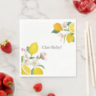 "Ciao Baby" Pretty Italian Lemons and Flowers Napkin