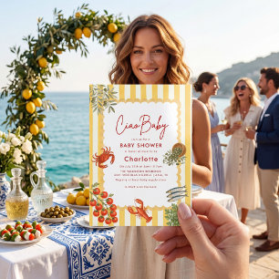 Ciao baby Seafood & Olive Baby Shower Invitation
