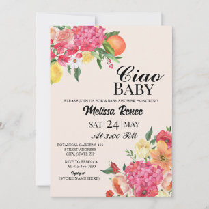 Ciao Baby shower Flower Invitation 