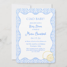 Ciao Baby Shower Italian Mediterranean Lemon Blue