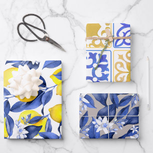 Ciao Baby Watercolor Yellow Lemons Sweetie Shower Wrapping Paper Sheet