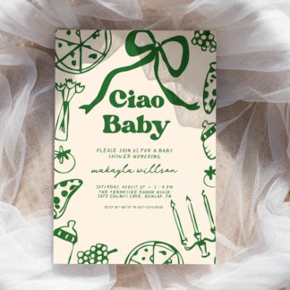 Ciao Baby Whimsical Italian Pizza Baby Shower Invitation