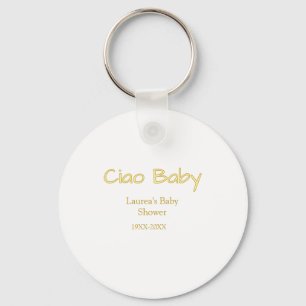 ciao baby yellow gold pastel baby shower name date keychain