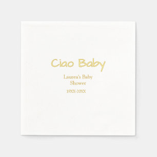 ciao baby yellow gold pastel baby shower name date napkin