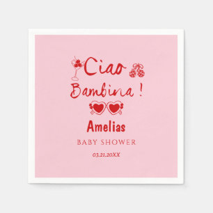 Ciao bambina italian hand drawn theme baby shower napkin