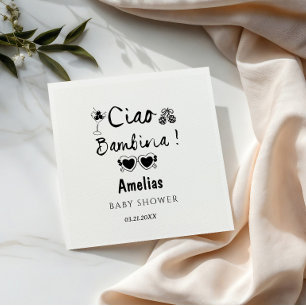 Ciao bambina italian hand drawn theme baby shower napkin