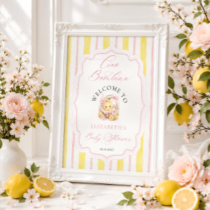 Ciao Bambina Lemons Baby Girl Shower Welcome Poster