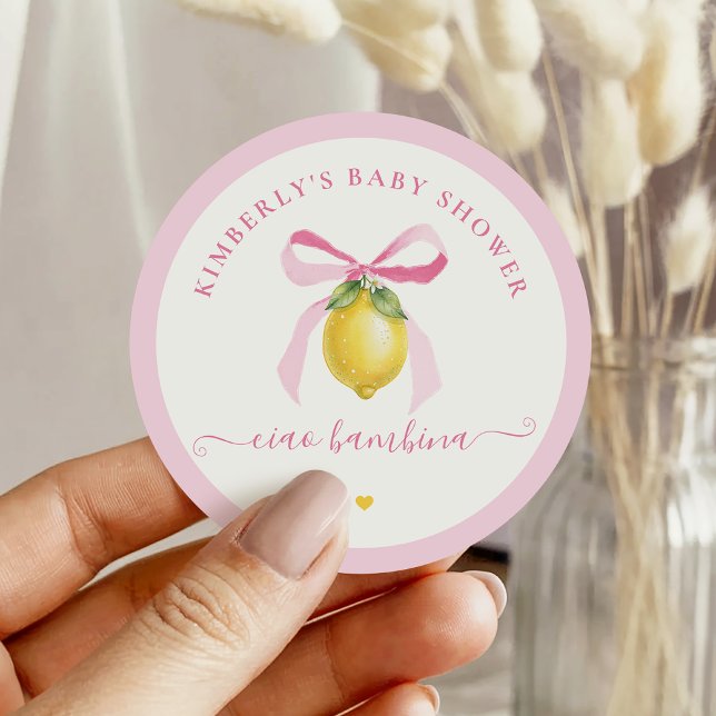 Ciao Bambina Pink Lemon Baby Shower Stickers (Creator Uploaded)