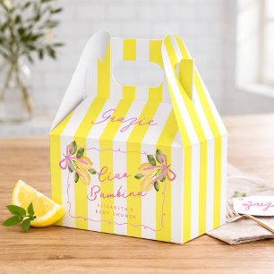 Ciao Bambina Yellow Stripe Lemon Baby Shower Favor Box