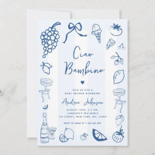 Ciao Bambino Fun Italian Hand Drawn Baby Shower Invitation
