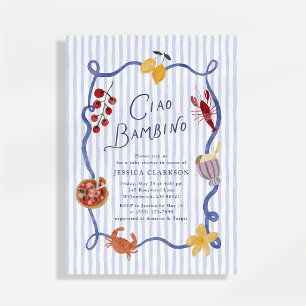 Ciao Bambino Hand Painted Italian Style Baby Showe Invitation