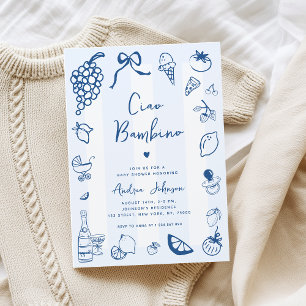 Ciao Bambino Italian Fun Hand Drawn Baby Shower Invitation