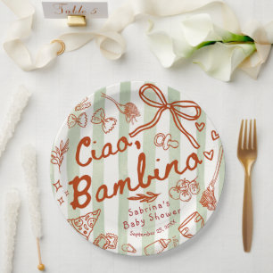 Ciao Bambino Olive Green Paper Plate