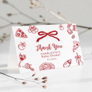 Ciao Bambino Pizza Whimsical Baby Shower Thank You Card