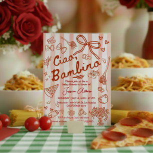 Ciao Bambino Red Baby Shower Invitation