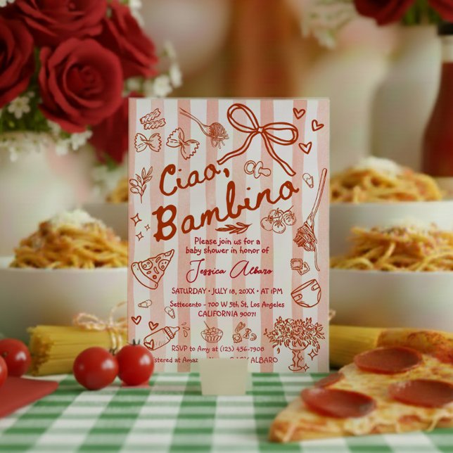 Ciao Bambino Red Baby Shower Invitation (Creator Uploaded)