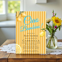 Ciao Bambino Yellow Stripe Lemon Baby Shower