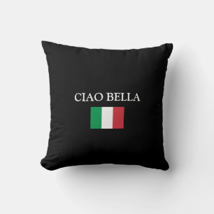 CIAO BELLA Black ITALY FLAG Throw Pillow