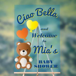 Ciao Bella boy baby shower  Acrylic Sign