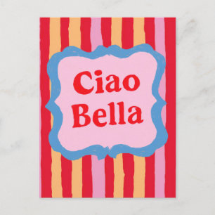 Ciao Bella Colourful Striped Summer Fun Postcard