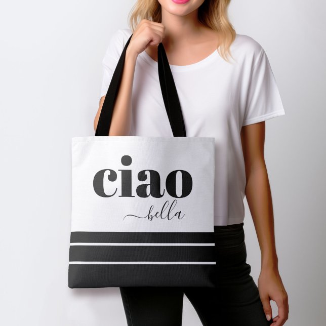 Ciao Bella Hello Beautiful Modern Typography Tote Bag (Creator Uploaded)