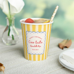 Ciao Bella Italian Birthday Party Personalized Paper Cups