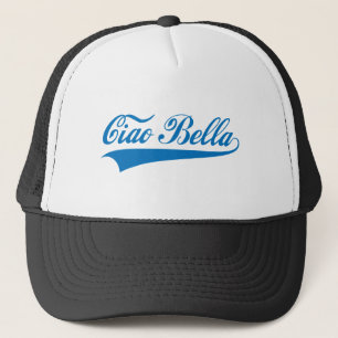ciao bella, Italian greeting, word art text design Trucker Hat