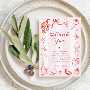 Ciao Bella Italian Hand Drawn Bridal Shower Thank You Card