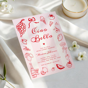 Ciao Bella Italian Hand Drawn Lemon Bridal Shower Invitation