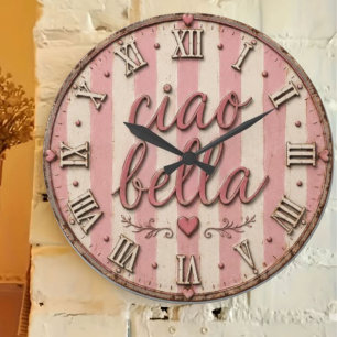 Ciao Bella Italian Kitchen Rustic Farmhouse Large Clock