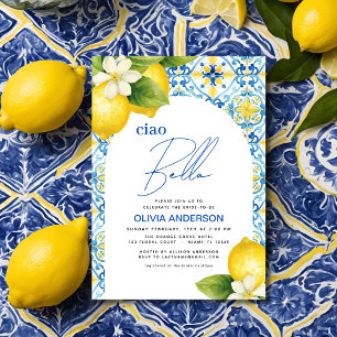Ciao Bella Italian Lemon Blue Tile Bridal Shower Invitation