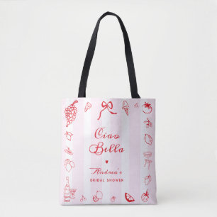 Ciao Bella Italian Pink & Red Bridal Shower Favour Tote Bag