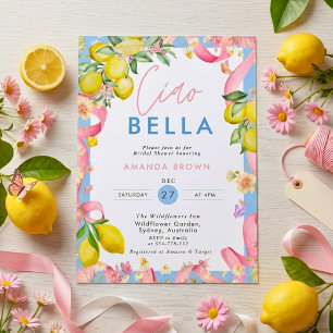 Ciao Bella Lemon Summer Italian Bridal Shower Invitation