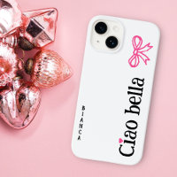 Ciao Bella Pink Heart Ribbon Name Italian Sketch