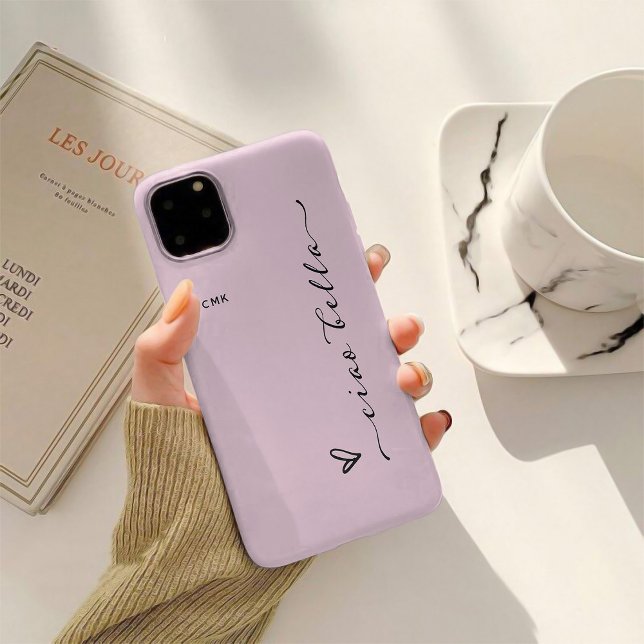 Ciao Bella | Pink Italian Modern Script with Heart Case-Mate iPhone Case (Creator Uploaded)