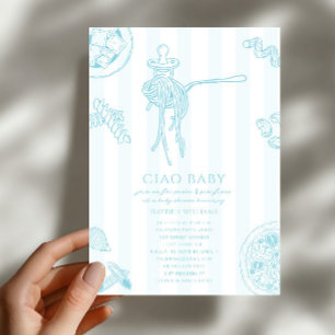 Ciao Pasta & Pacifiers Italian Boy Baby Shower Invitation