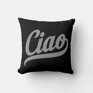 Ciao Script (Grey) Throw Pillow