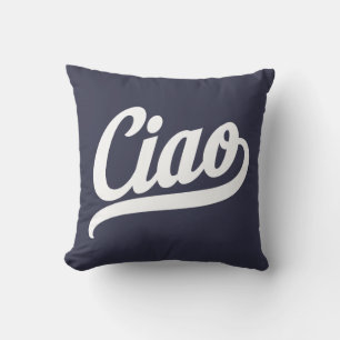 Ciao Script (White) Throw Pillow