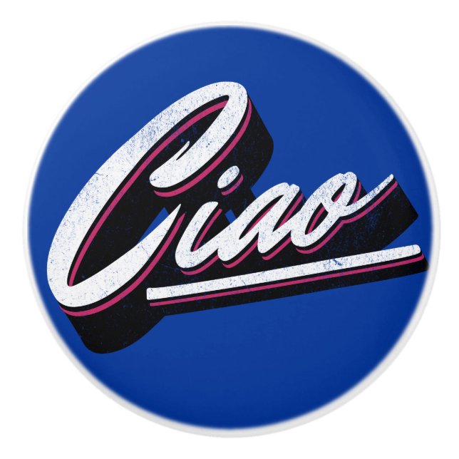 Ciao text design ceramic knob (Front)