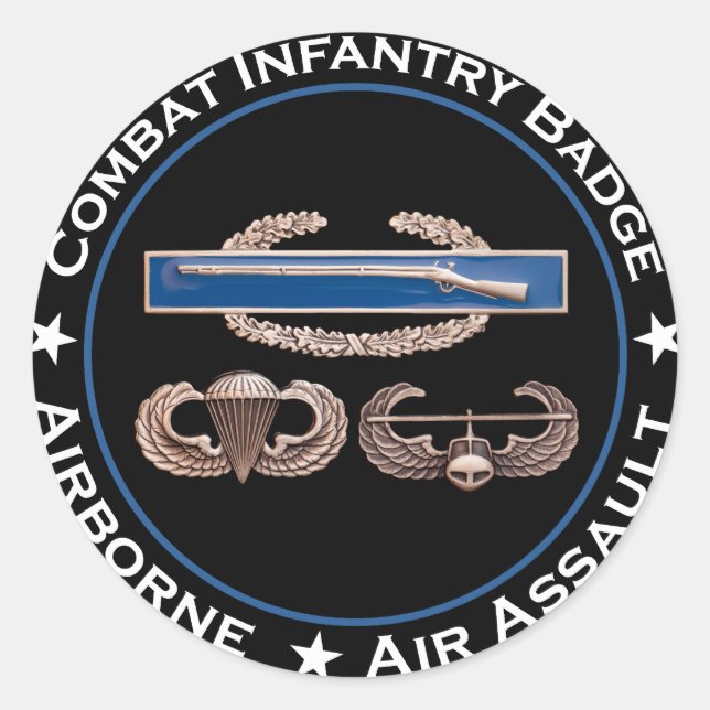 CIB Airborne Air Assault Classic Round Sticker (Front)