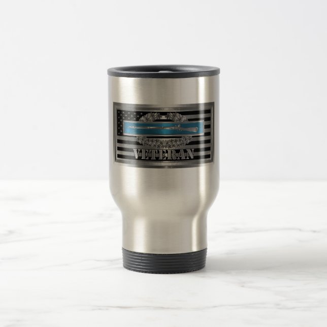CIB Combat Veteran-Combat Infantryman Badge Travel Mug (Center)