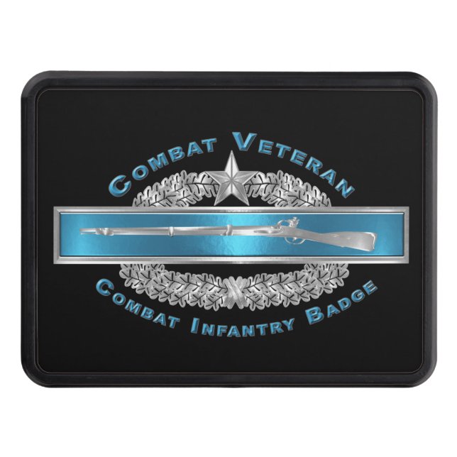 CIB Star Combat Veteran-Combat Infantryman Badge Trailer Hitch Cover (Front)