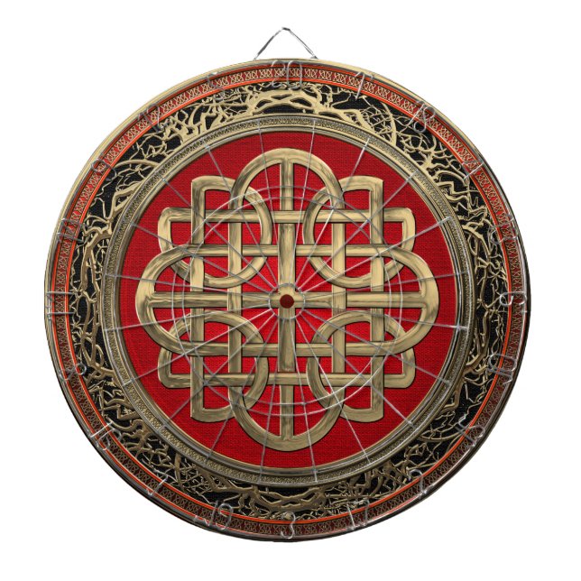 Cible De Fléchettes [200] Croix celtique sacrée de noeud d'or (Devant)