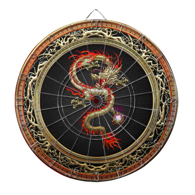 Cible De Fléchettes [200] Dragon chinois d'or Fucanglong (Devant)