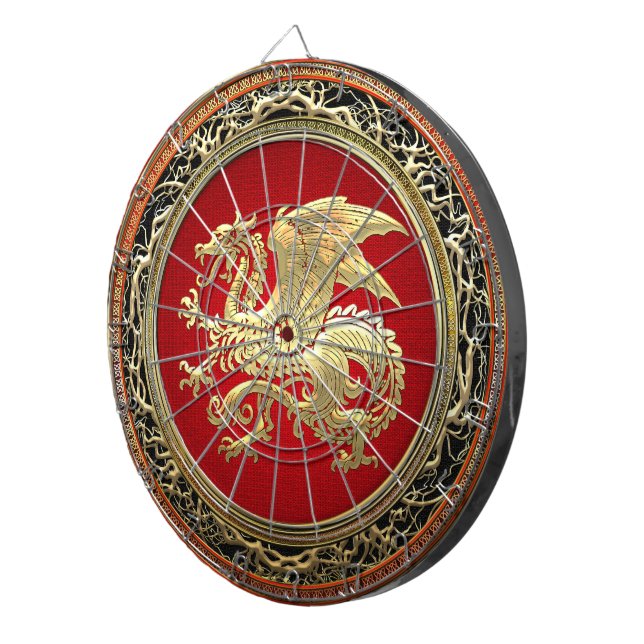 Cible De Fléchettes [200] Dragon islandais, Landvættir [or] (Devant droit)